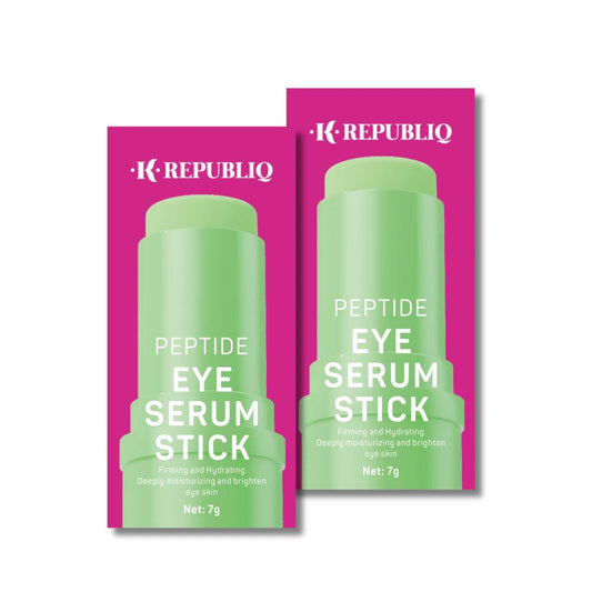 Two packages of K Republiq Peptide Eye Serum Sticks with green and pink color scheme.
