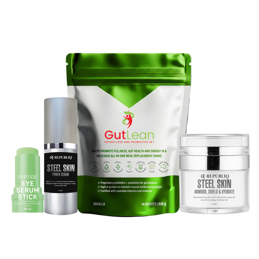 Look younger 3-step Steel Skin Kit + Gutlean -gut reducing, lean muscle support shake