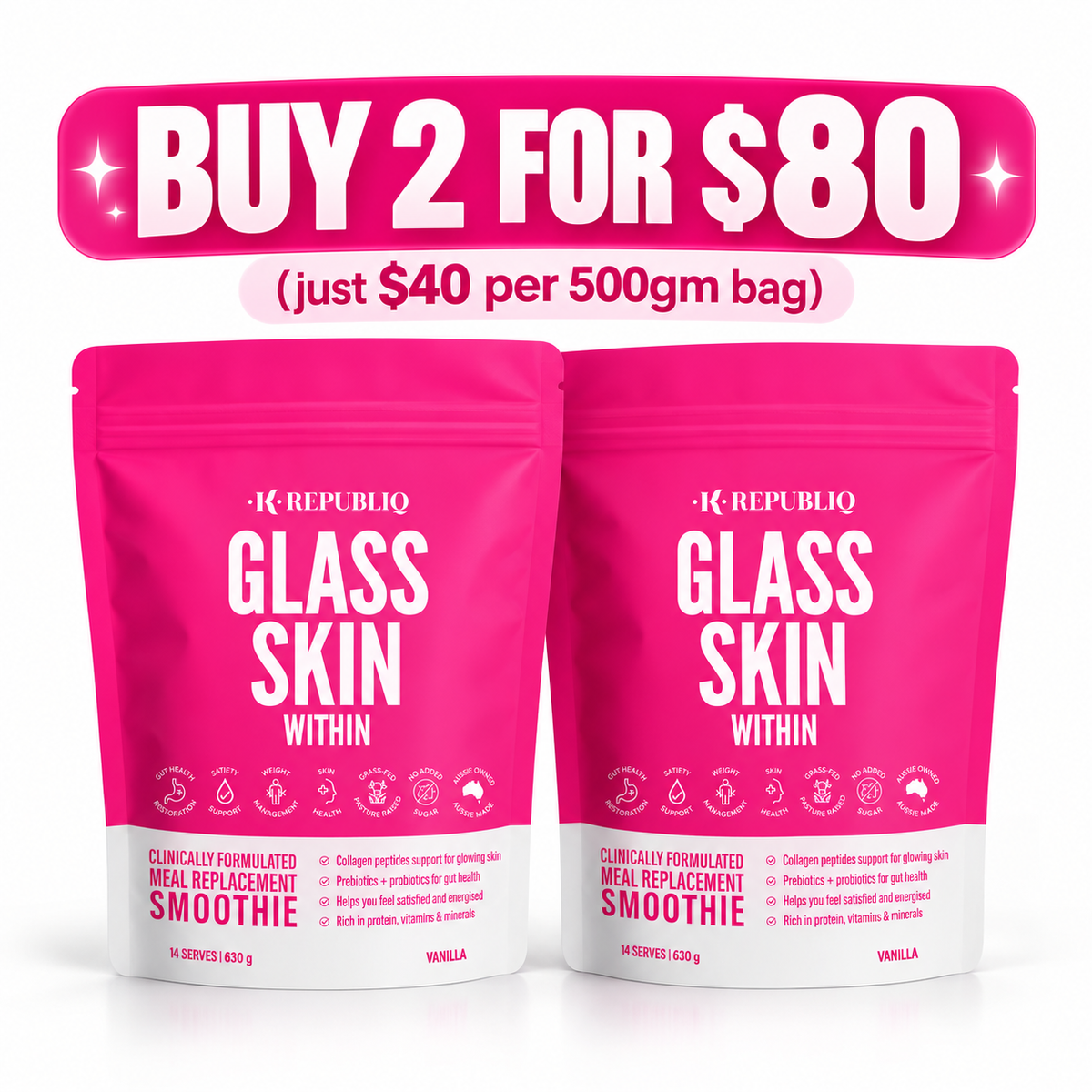 Buy 2 Glass Skin Within Collagen Meal Replacement Shake K Republiq