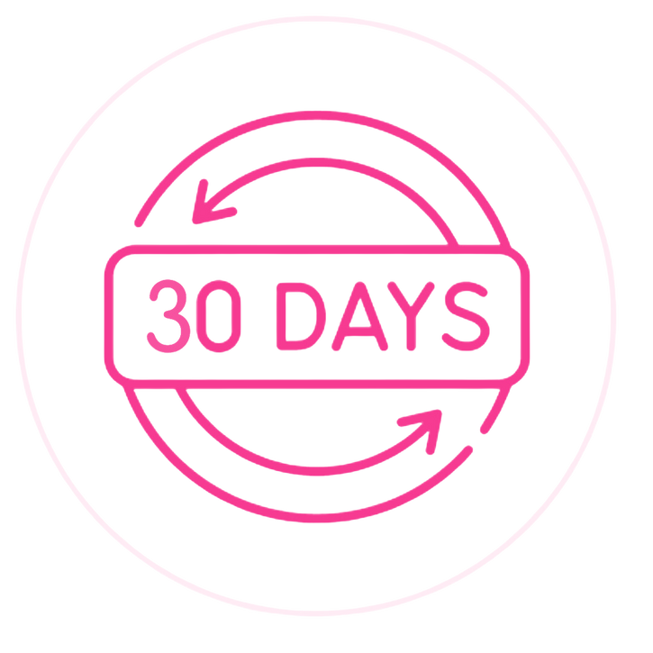 K Republiq 30-day money-back guarantee icon in pink