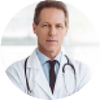 A male doctor wearing a white coat and a stethoscope