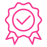K Republiq quality badge in pink