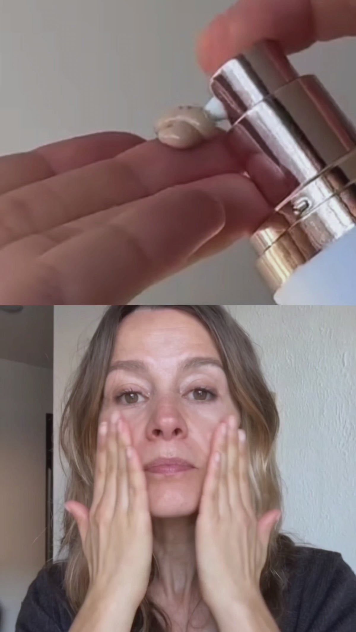 Load video: woman applies one tint and reviews